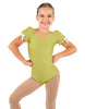 Solid Lycra Sweetheart Leotard with Puff Sleeve and Triangle Back