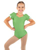 Solid Lycra Sweetheart Leotard with Puff Sleeve and Triangle Back
