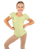 Solid Lycra Sweetheart Leotard with Puff Sleeve and Triangle Back