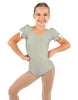 Solid Lycra Sweetheart Leotard with Puff Sleeve and Triangle Back