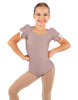 Solid Lycra Sweetheart Leotard with Puff Sleeve and Triangle Back
