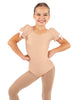Solid Lycra Sweetheart Leotard with Puff Sleeve and Triangle Back