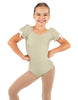 Solid Lycra Sweetheart Leotard with Puff Sleeve and Triangle Back