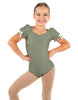 Solid Lycra Sweetheart Leotard with Puff Sleeve and Triangle Back