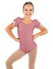 Solid Lycra Sweetheart Leotard with Puff Sleeve and Triangle Back