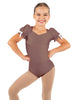 Solid Lycra Sweetheart Leotard with Puff Sleeve and Triangle Back
