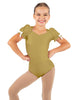 Solid Lycra Sweetheart Leotard with Puff Sleeve and Triangle Back