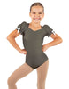 Solid Lycra Sweetheart Leotard with Puff Sleeve and Triangle Back