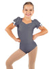 Solid Lycra Sweetheart Leotard with Puff Sleeve and Triangle Back