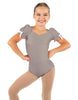 Solid Lycra Sweetheart Leotard with Puff Sleeve and Triangle Back