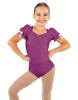 Solid Lycra Sweetheart Leotard with Puff Sleeve and Triangle Back