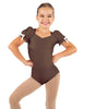 Solid Lycra Sweetheart Leotard with Puff Sleeve and Triangle Back
