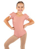 Solid Lycra Sweetheart Leotard with Puff Sleeve and Triangle Back