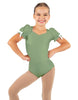 Solid Lycra Sweetheart Leotard with Puff Sleeve and Triangle Back