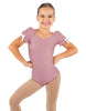 Solid Lycra Sweetheart Leotard with Puff Sleeve and Triangle Back