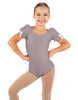 Solid Lycra Sweetheart Leotard with Puff Sleeve and Triangle Back