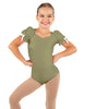 Solid Lycra Sweetheart Leotard with Puff Sleeve and Triangle Back