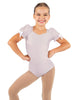 Solid Lycra Sweetheart Leotard with Puff Sleeve and Triangle Back