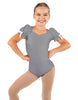 Solid Lycra Sweetheart Leotard with Puff Sleeve and Triangle Back
