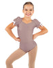 Solid Lycra Sweetheart Leotard with Puff Sleeve and Triangle Back