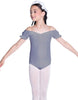 Solid Lycra Puff Sleeve Off the Shoulder Peasant Leotard