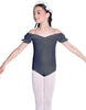 Solid Lycra Puff Sleeve Off the Shoulder Peasant Leotard