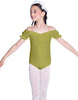 Solid Lycra Puff Sleeve Off the Shoulder Peasant Leotard