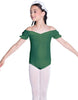 Solid Lycra Puff Sleeve Off the Shoulder Peasant Leotard