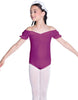 Solid Lycra Puff Sleeve Off the Shoulder Peasant Leotard