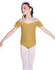 Solid Lycra Puff Sleeve Off the Shoulder Peasant Leotard