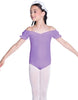 Solid Lycra Puff Sleeve Off the Shoulder Peasant Leotard