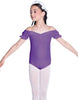 Solid Lycra Puff Sleeve Off the Shoulder Peasant Leotard