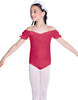 Solid Lycra Puff Sleeve Off the Shoulder Peasant Leotard