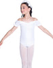 Solid Lycra Puff Sleeve Off the Shoulder Peasant Leotard