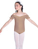 Solid Lycra Puff Sleeve Off the Shoulder Peasant Leotard