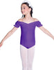 Solid Lycra Puff Sleeve Off the Shoulder Peasant Leotard