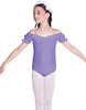 Solid Lycra Puff Sleeve Off the Shoulder Peasant Leotard
