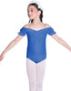 Solid Lycra Puff Sleeve Off the Shoulder Peasant Leotard