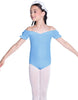 Solid Lycra Puff Sleeve Off the Shoulder Peasant Leotard