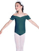 Solid Lycra Puff Sleeve Off the Shoulder Peasant Leotard