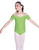 Solid Lycra Puff Sleeve Off the Shoulder Peasant Leotard