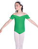 Solid Lycra Puff Sleeve Off the Shoulder Peasant Leotard