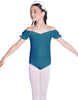Solid Lycra Puff Sleeve Off the Shoulder Peasant Leotard