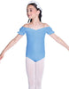 Solid Lycra Puff Sleeve Off the Shoulder Peasant Leotard
