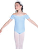 Solid Lycra Puff Sleeve Off the Shoulder Peasant Leotard