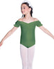 Solid Lycra Puff Sleeve Off the Shoulder Peasant Leotard