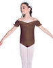 Solid Lycra Puff Sleeve Off the Shoulder Peasant Leotard