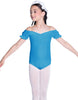 Solid Lycra Puff Sleeve Off the Shoulder Peasant Leotard