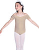 Solid Lycra Puff Sleeve Off the Shoulder Peasant Leotard