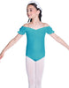Solid Lycra Puff Sleeve Off the Shoulder Peasant Leotard